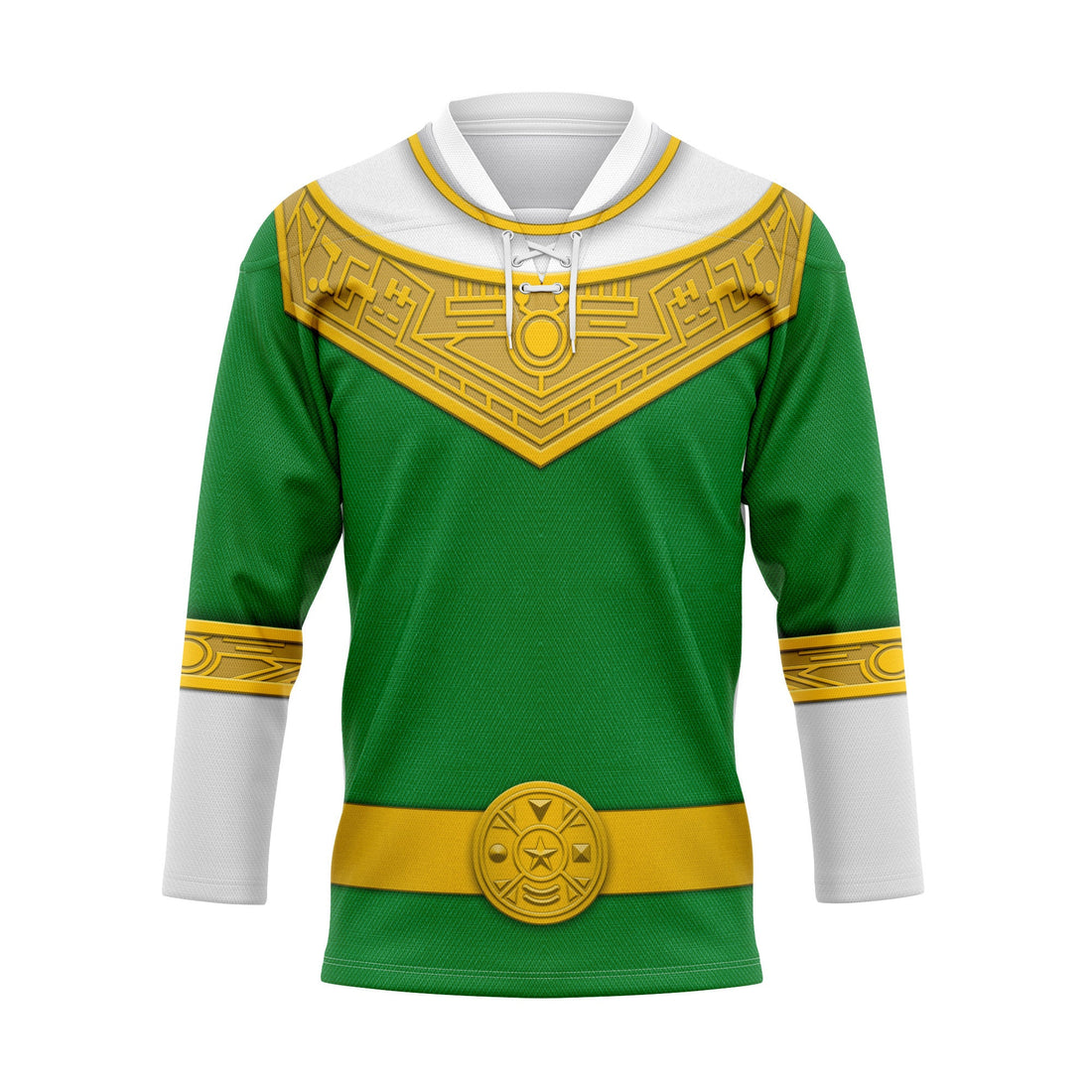 HumansBold Green Power Rangers Zeo Hockey Jersey