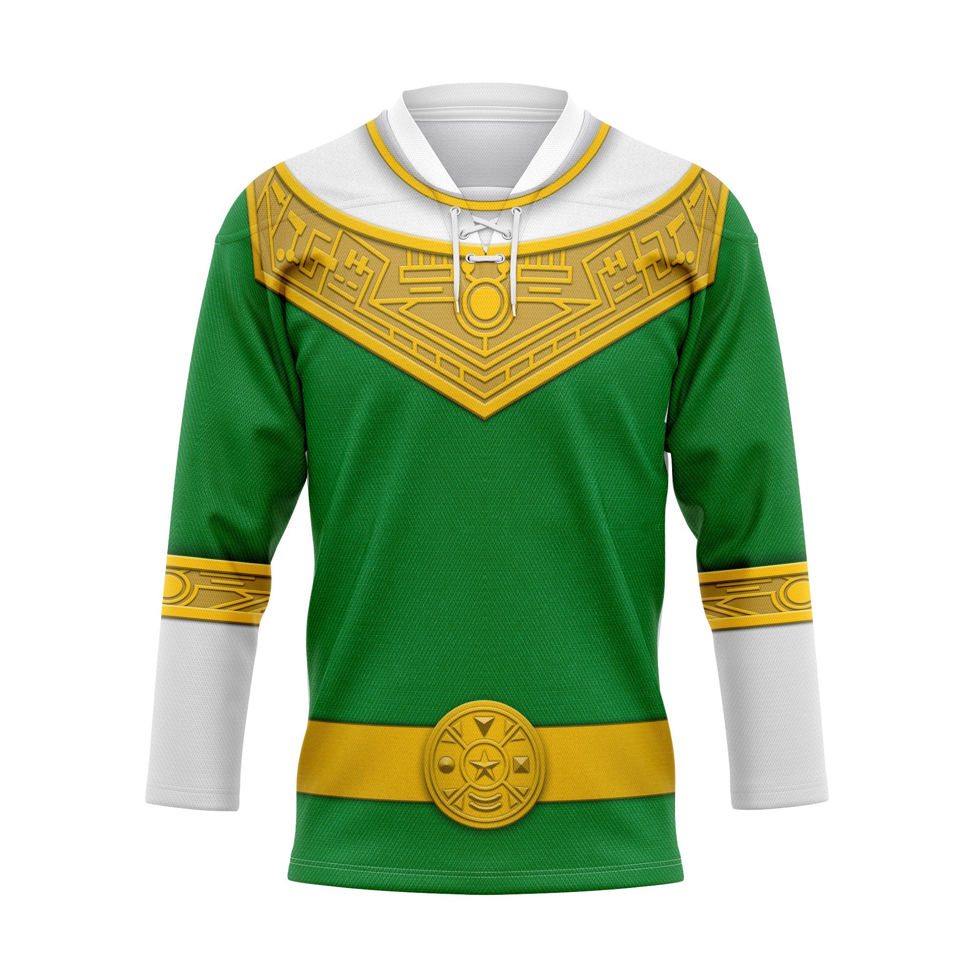 HumansBold Green Power Rangers Zeo Hockey Jersey