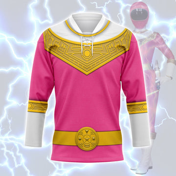 HumansBold Pink Power Rangers Zeo Hockey Jersey