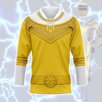 HumansBold Yellow Power Rangers Zeo Hockey Jersey