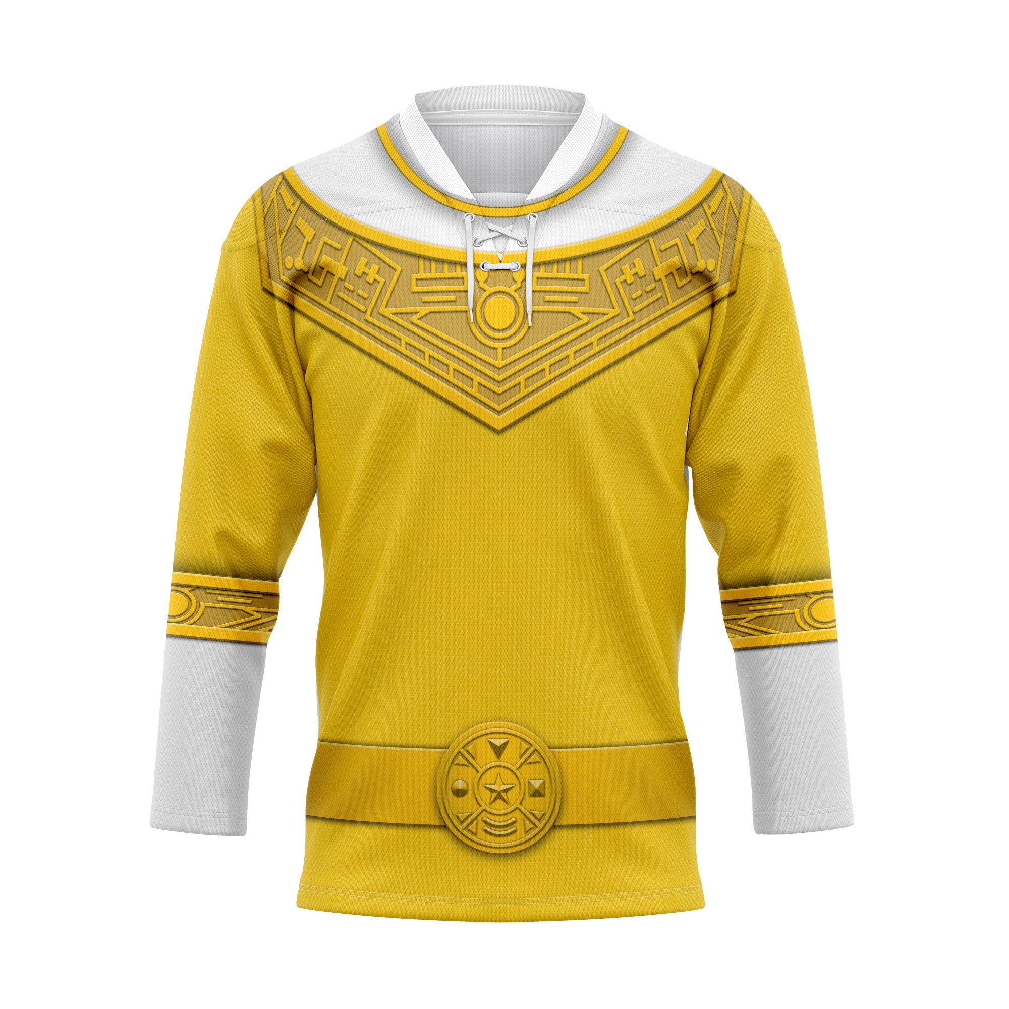 HumansBold Yellow Power Rangers Zeo Hockey Jersey