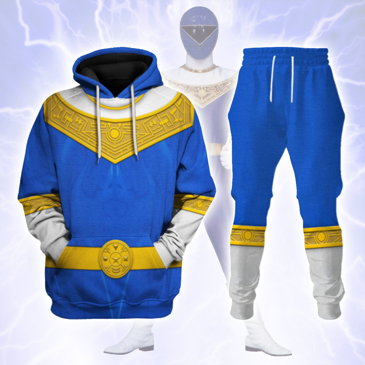 CustomsPig Blue Power Rangers Zeo Costumes Hoodie Sweatshirt T-shirt Tracksuit