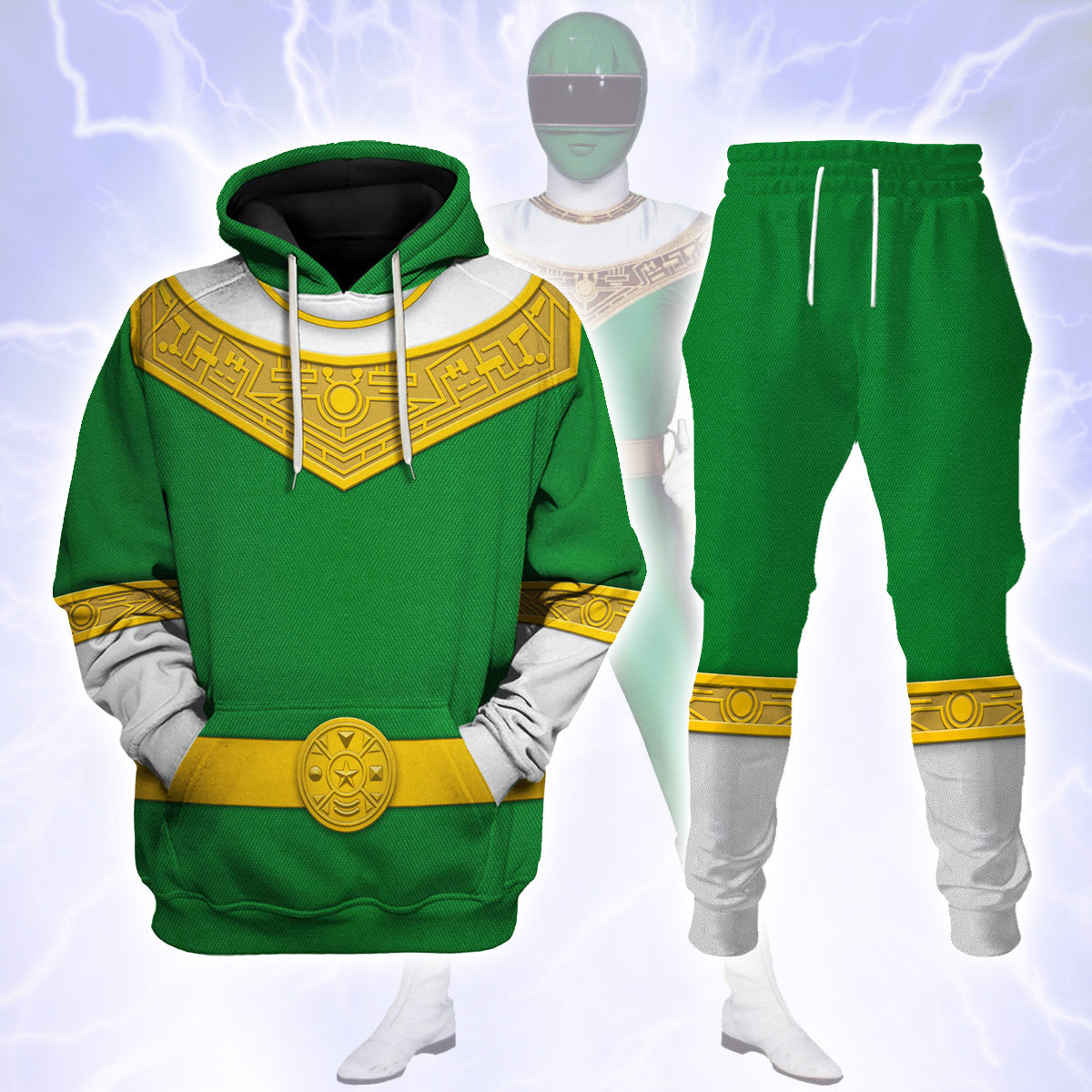 CustomsPig Green Power Rangers Zeo Costumes Hoodie Sweatshirt T-shirt Tracksuit