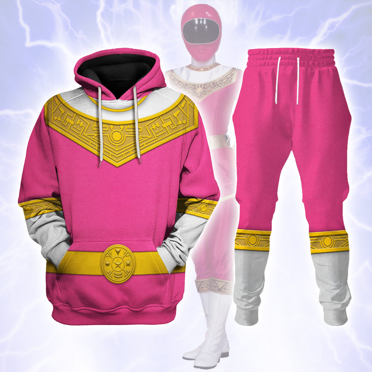 CustomsPig Pink Power Rangers Zeo Costumes Hoodie Sweatshirt T-shirt Tracksuit
