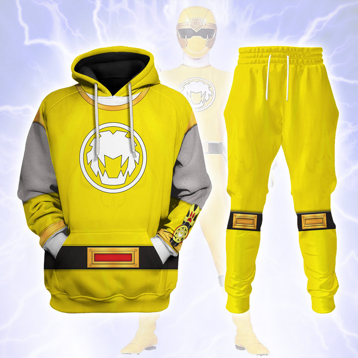 CustomsPig Power Rangers Ninja Storm Yellow Ranger Costumes Hoodie Sweatshirt T-shirt Tracksuit