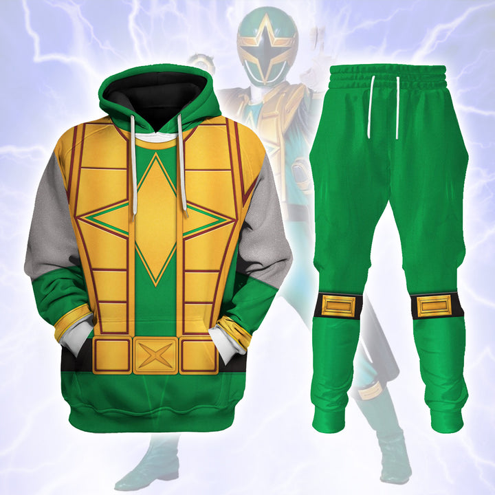 CustomsPig Power Rangers Ninja Storm Green Samurai Ranger Costumes Hoodie Sweatshirt T-shirt Tracksuit