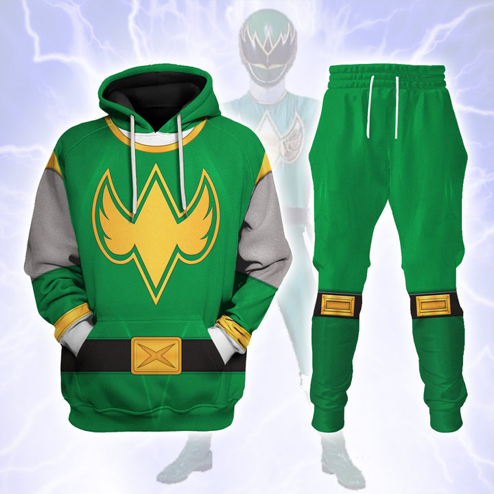 CustomsPig Power Rangers Ninja Storm Green Ranger Costumes Hoodie Sweatshirt T-shirt Tracksuit