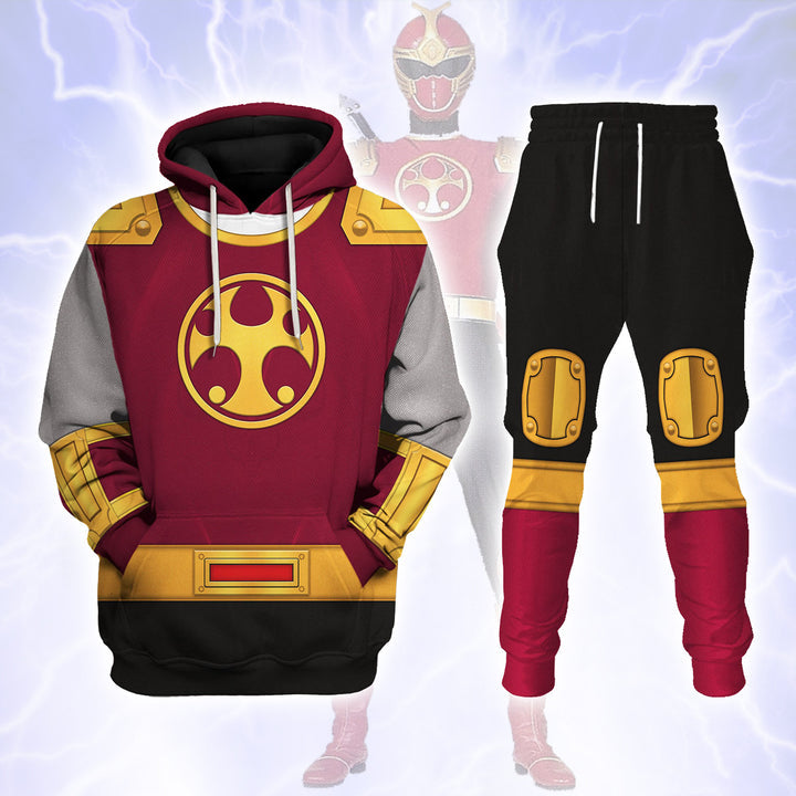 CustomsPig Power Rangers Ninja Storm Crimson Thunder Ranger Costumes Hoodie Sweatshirt T-shirt Tracksuit