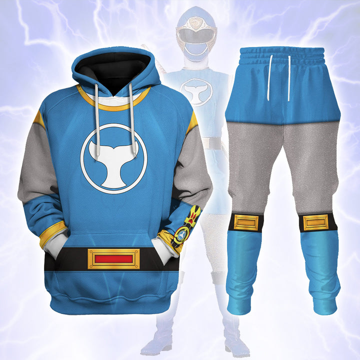 CustomsPig Power Rangers Ninja Storm Blue Ranger Costumes Hoodie Sweatshirt T-shirt Tracksuit