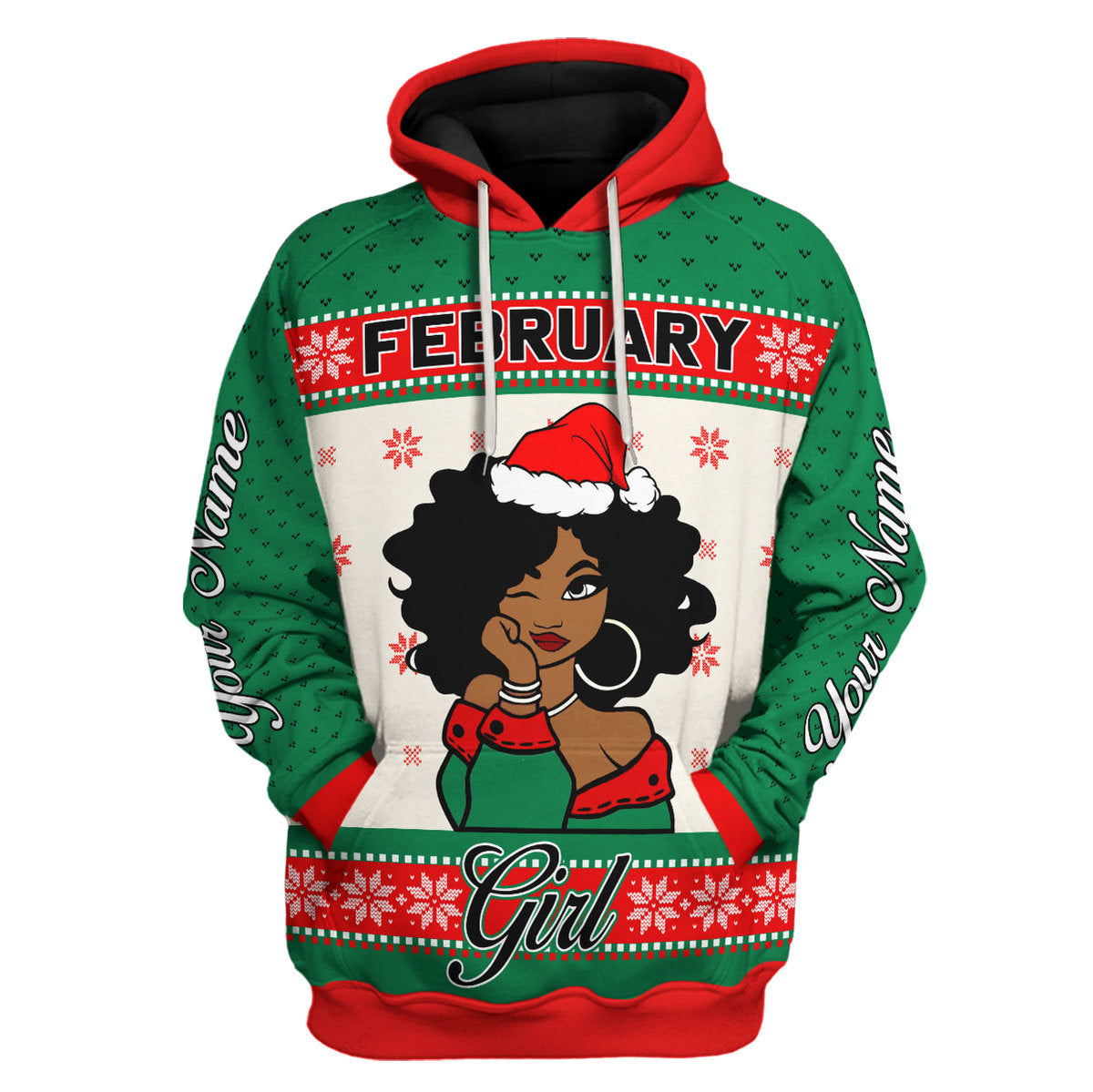 CustomsPig Personalized Hoodie February Girl All Over Printed