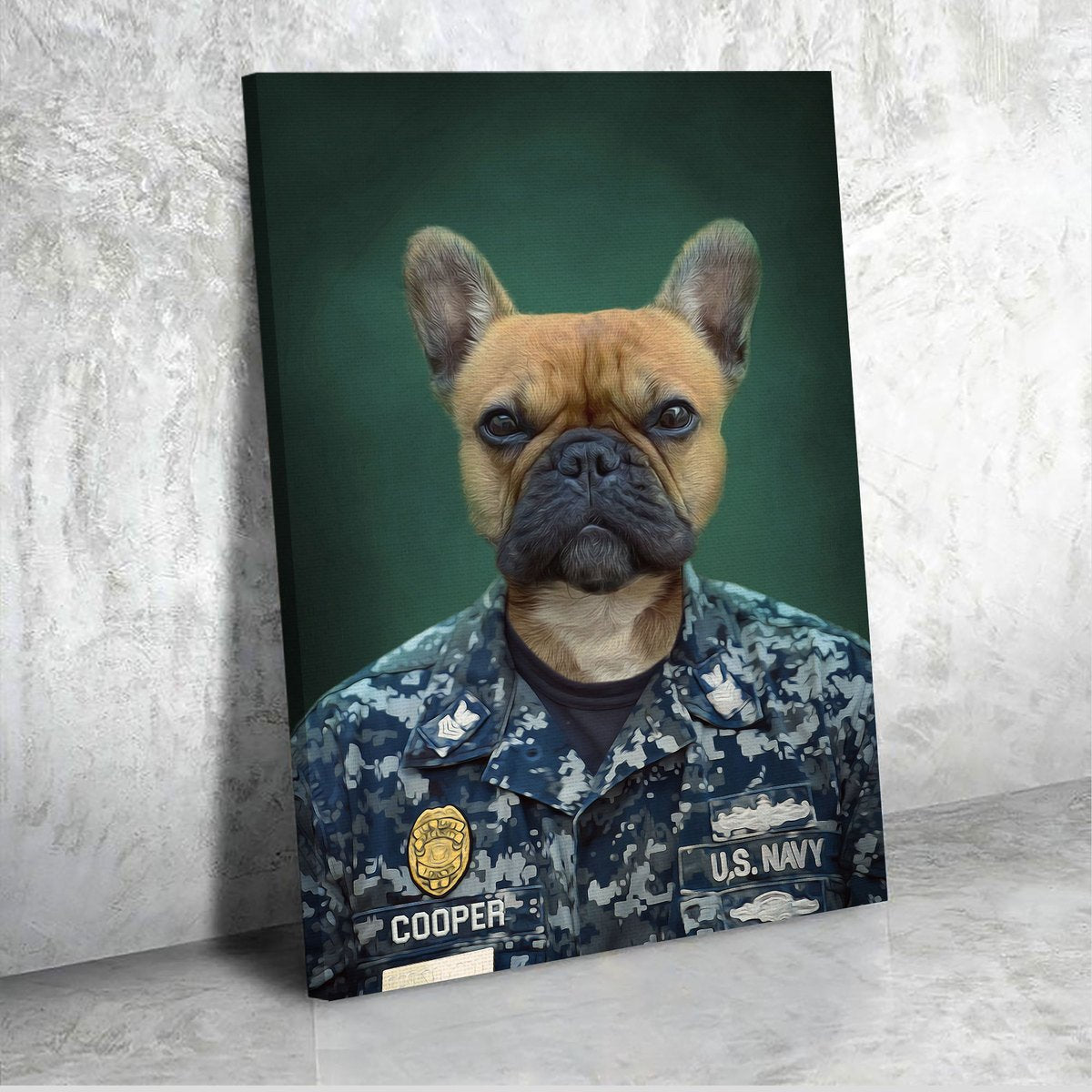 Customized Pet Photo Canvas - US Navy Army Chef