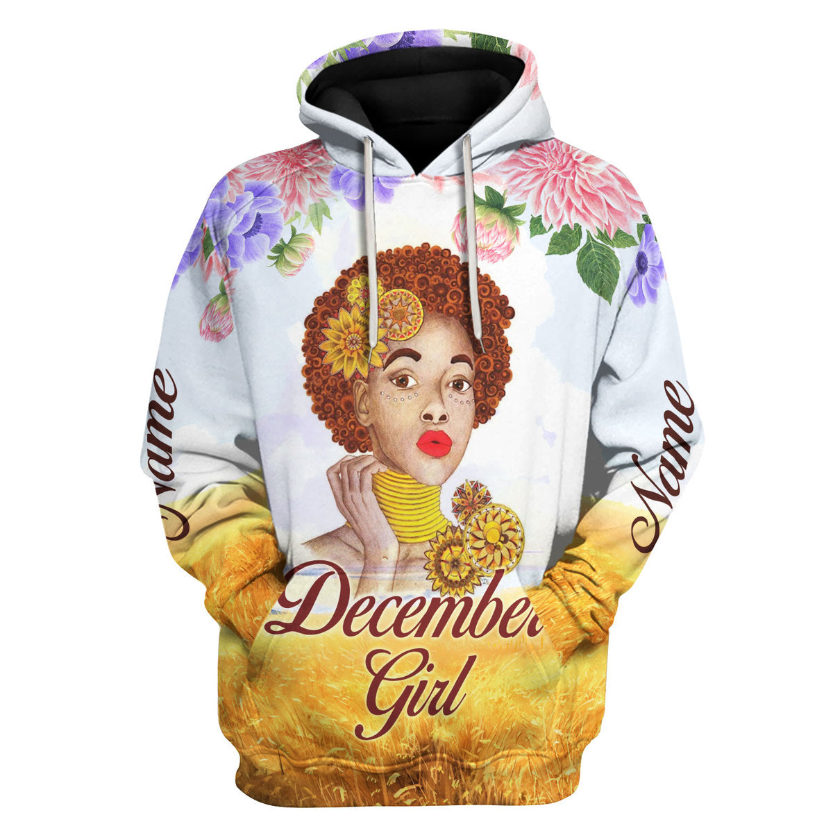 CustomsPig Personalized Hoodie December Girl All Over Printed