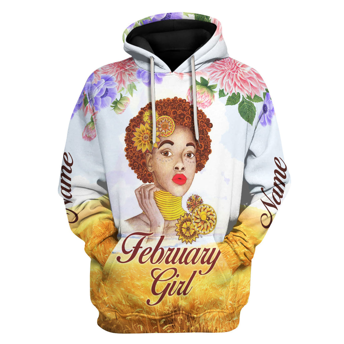 CustomsPig Personalized Hoodie February Girl All Over Printed