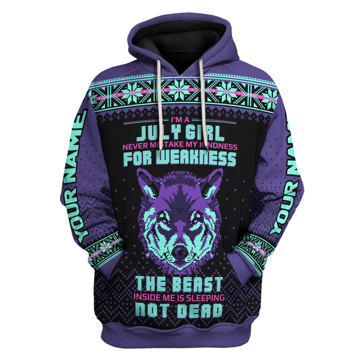 CustomsPig Personalized Hoodie July Girl All Over Printed