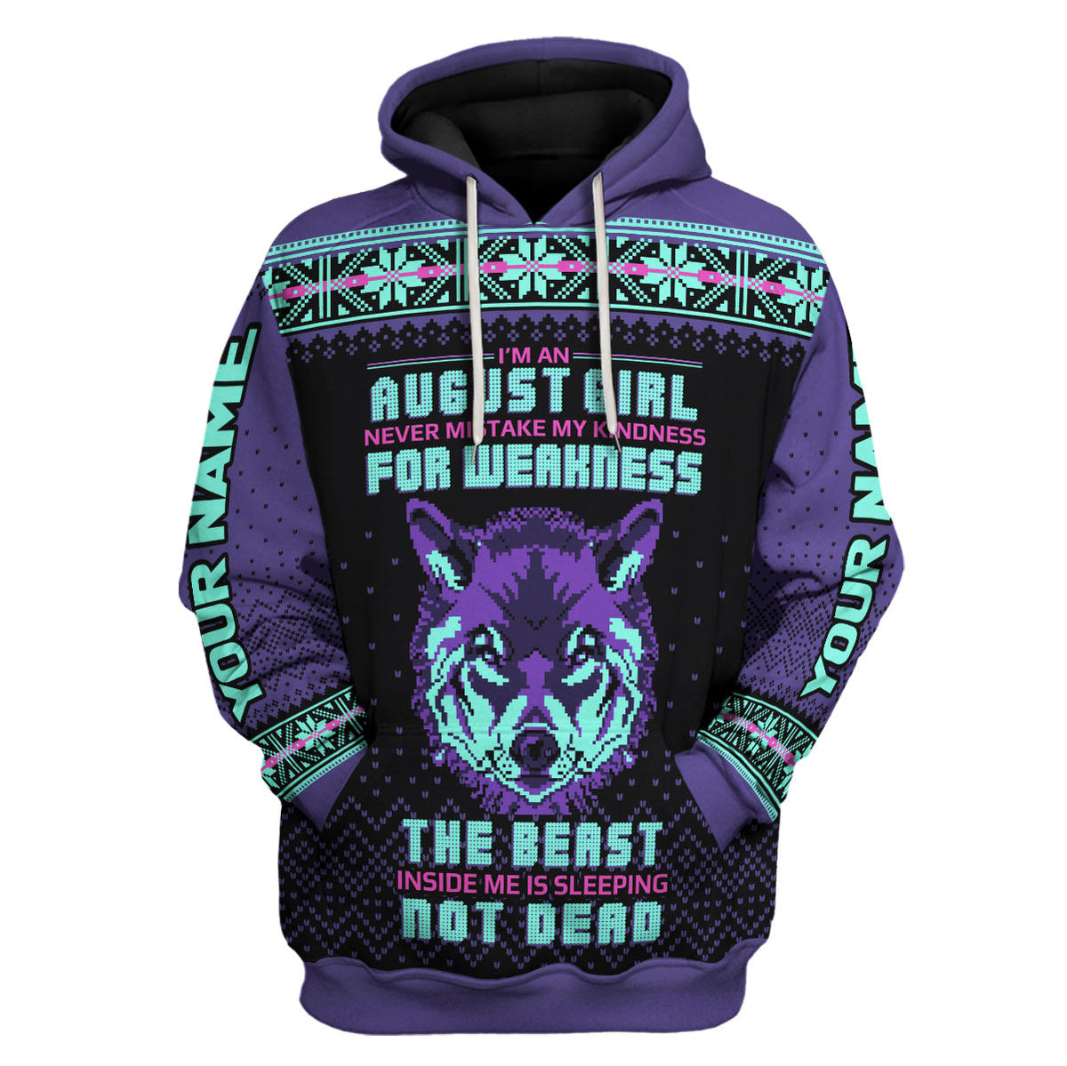 CustomsPig Personalized Hoodie August Girl All Over Printed