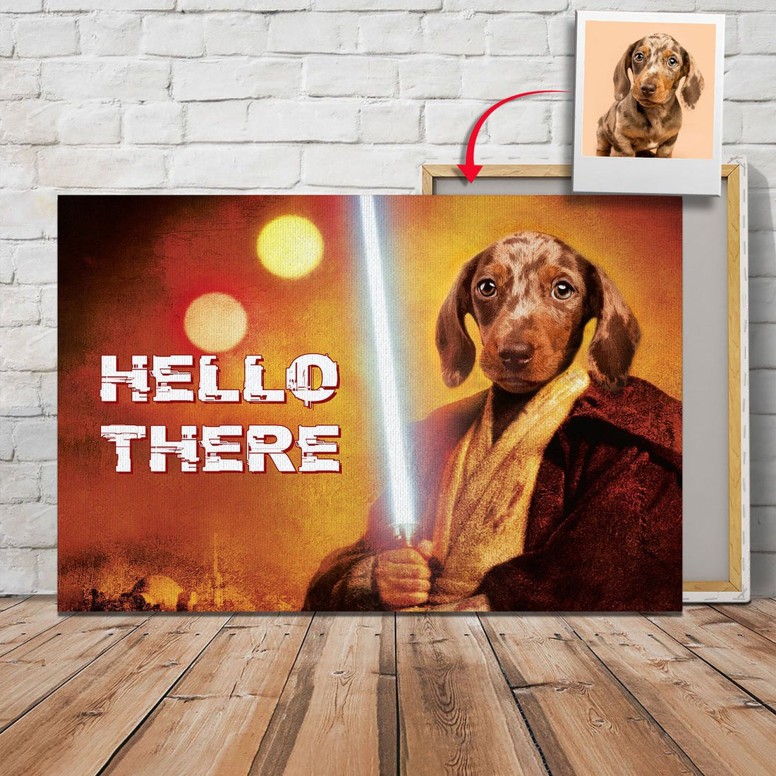 Customized Pet Photo Canvas - Obi Hello There