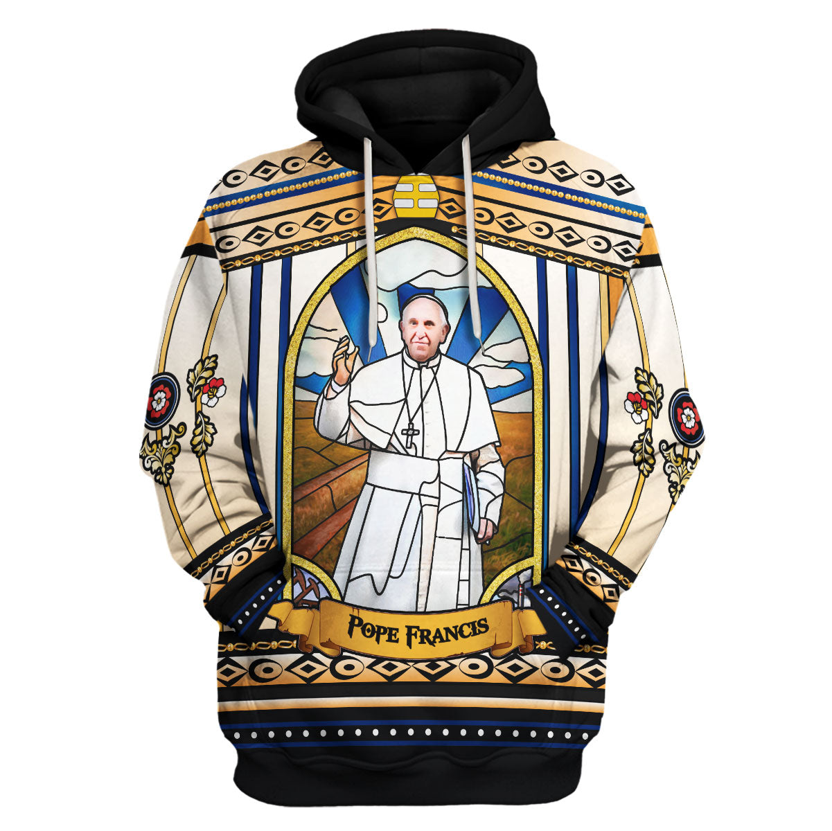 Tracksuit Tops Pullover Sweatshirt Pope Francis Stained Glass 3D Apparel