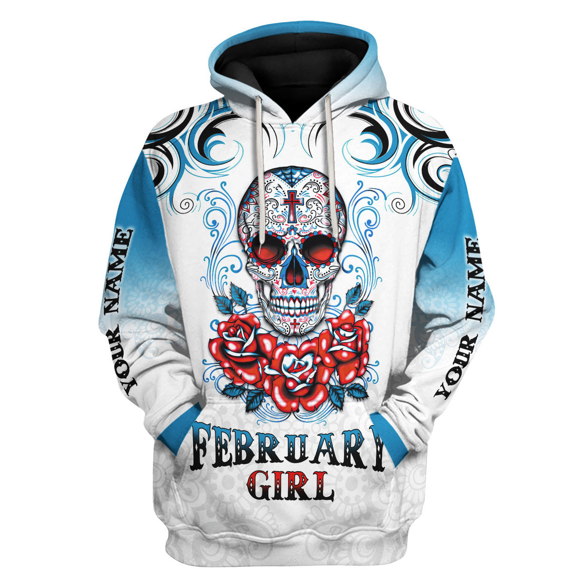 CustomsPig Personalized Hoodie February Girl All Over Printed