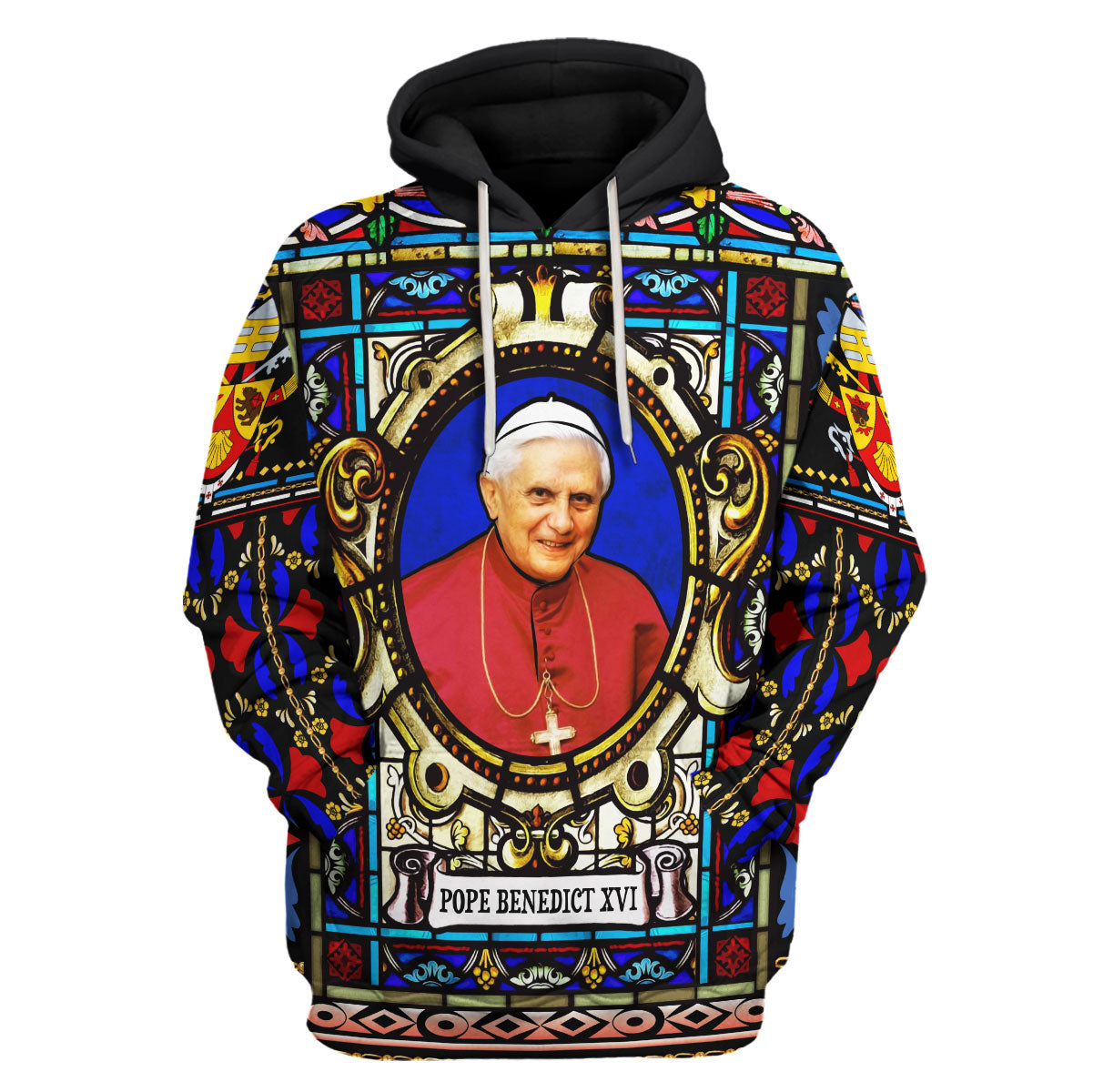 Tracksuit Tops Pullover Sweatshirt Pope Benedict XVI Stained Glass 3D Apparel