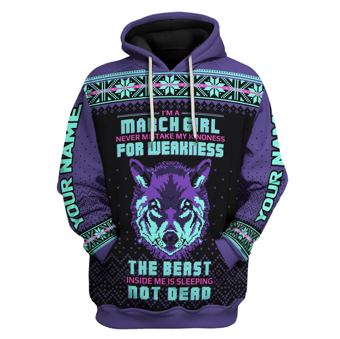 CustomsPig Personalized Hoodie March Girl All Over Printed