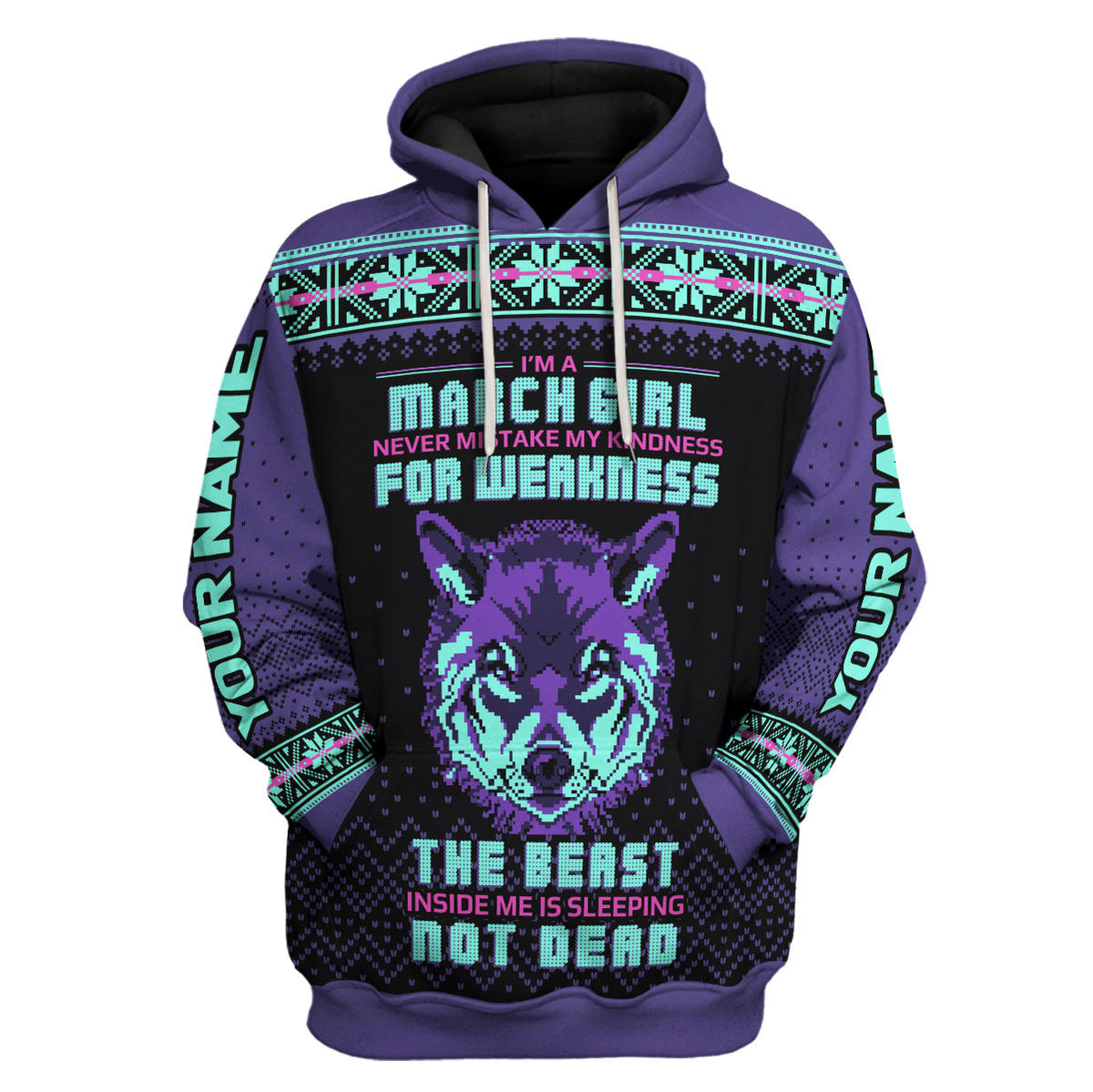 CustomsPig Personalized Hoodie March Girl All Over Printed
