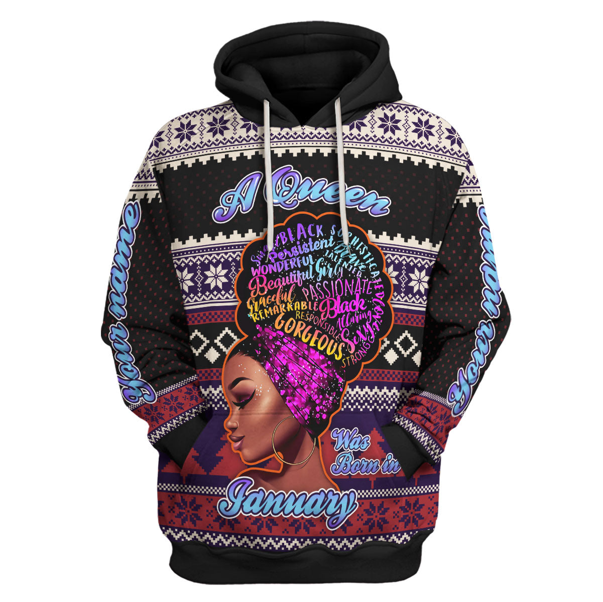 CustomsPig Personalized Hoodie January Girl All Over Printed