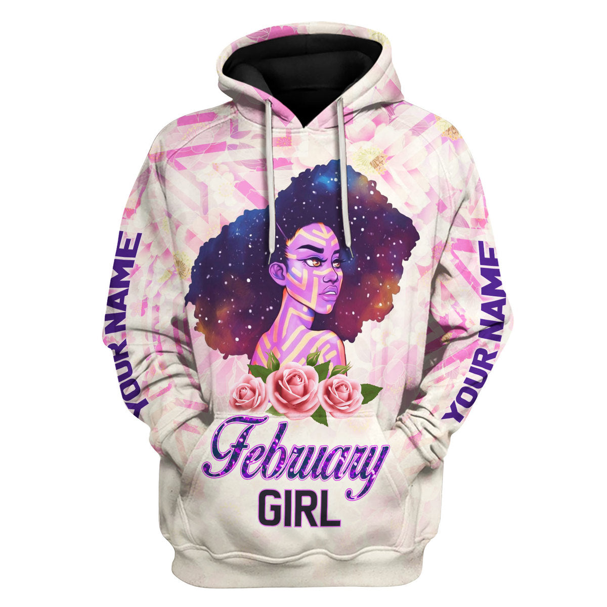 CustomsPig Personalized Hoodie February Girl All Over Printed
