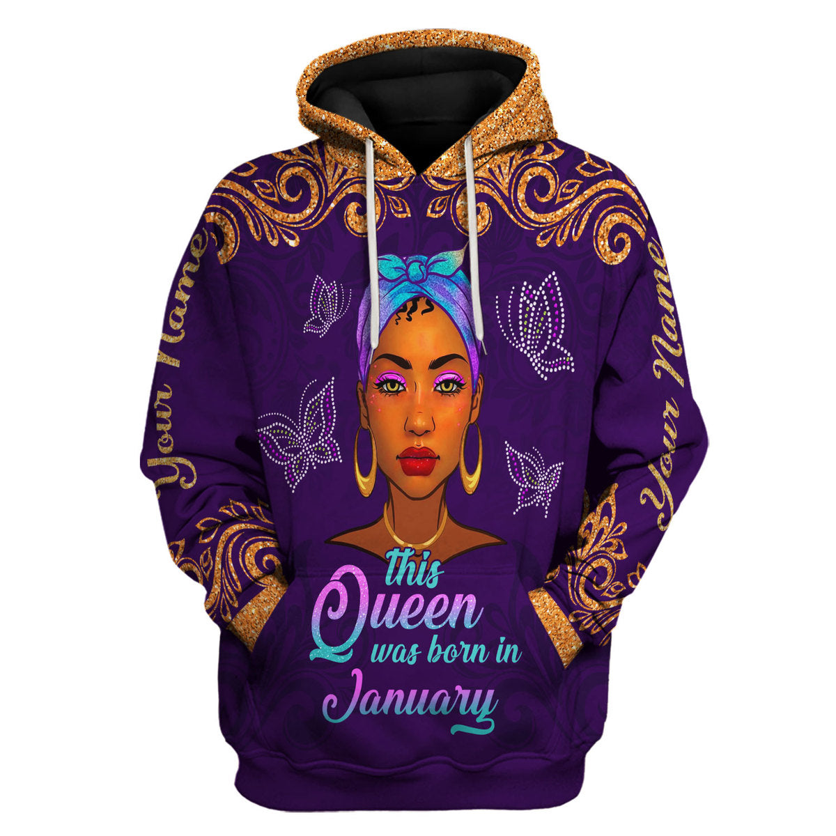 CustomsPig Personalized Hoodie January Queen All Over Printed
