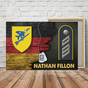 Personalized Name and Ranks- German Air Force Luftwaffe Half Flag With Military Ranks/Insignia Digital File/Canvas