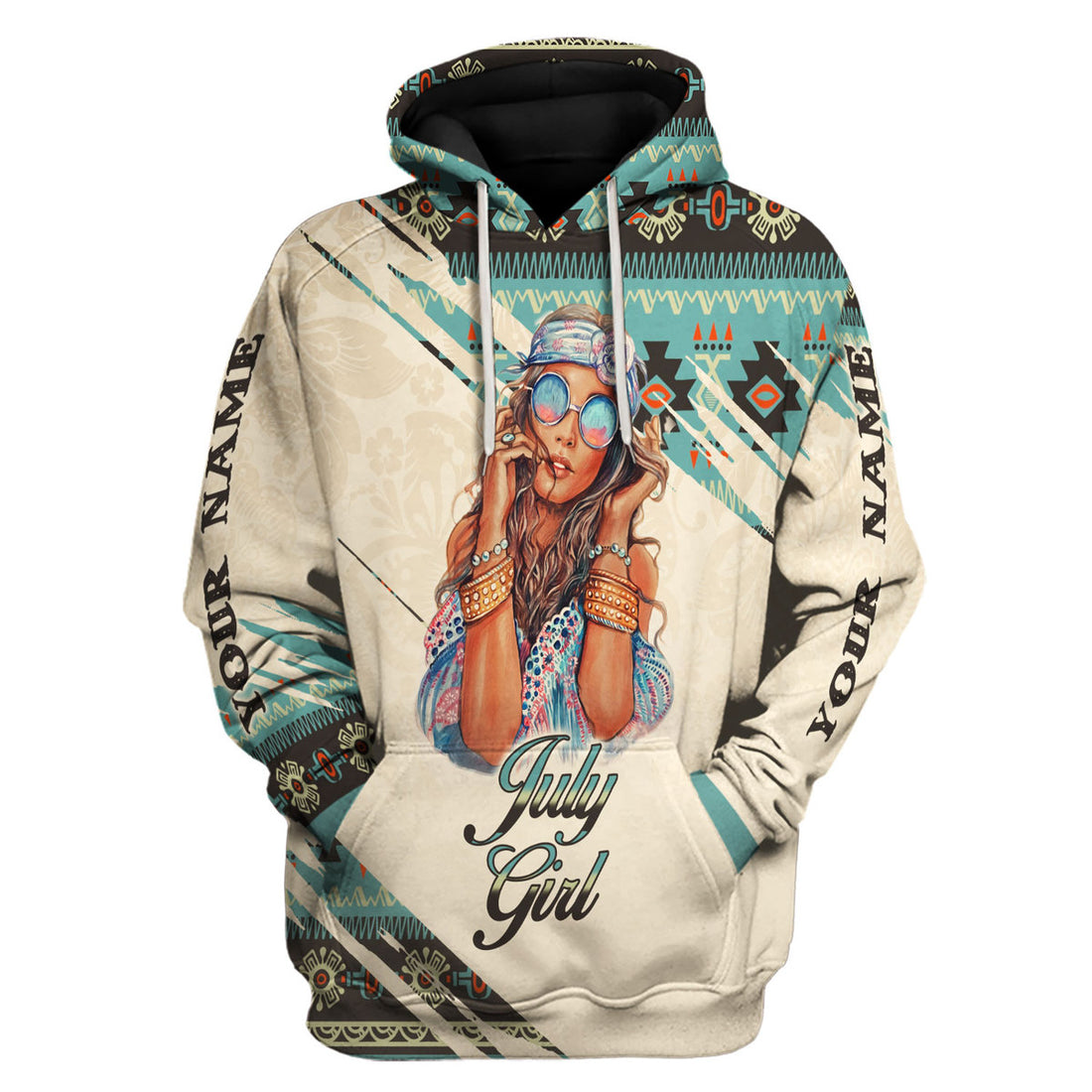 CustomsPig Personalized Hoodie July Girl All Over Printed