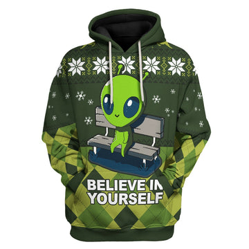 HumansBold Unisex Hoodie Believe In Yourself Alien 3D Apparel