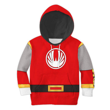 CustomsPig Power Rangers Ninja Storm Red Ranger Costumes Hoodie Sweatshirt T-shirt Kid Tops
