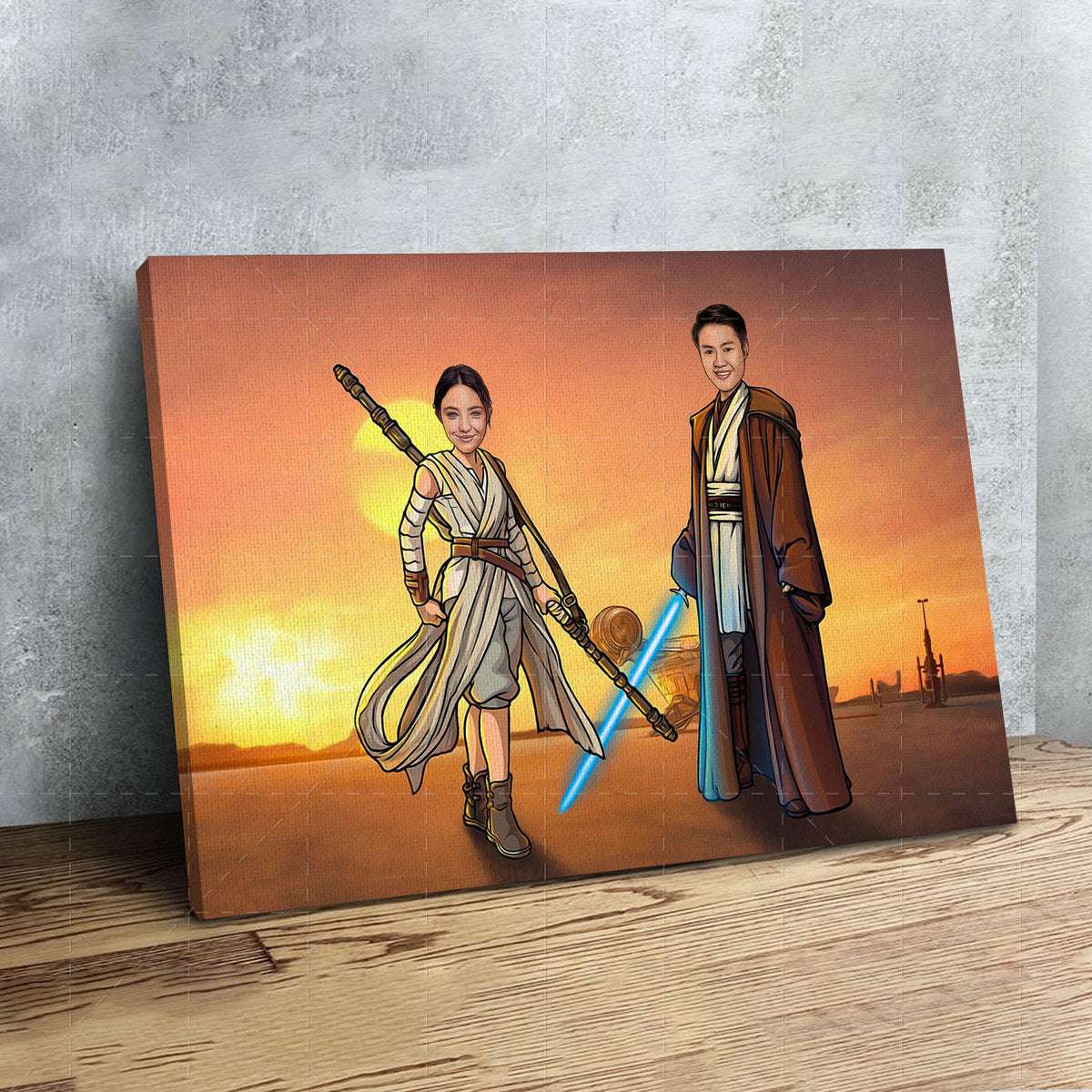 Personalized Canvas Jedi Knight Family