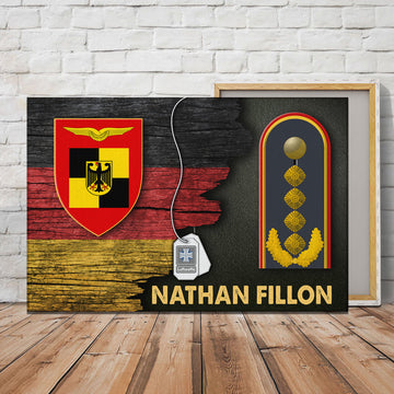Personalize Name and Ranks- Generalinspekteur der Bundeswehr- Luftwaffe Half Flag With Military Ranks/Insignia Canvas