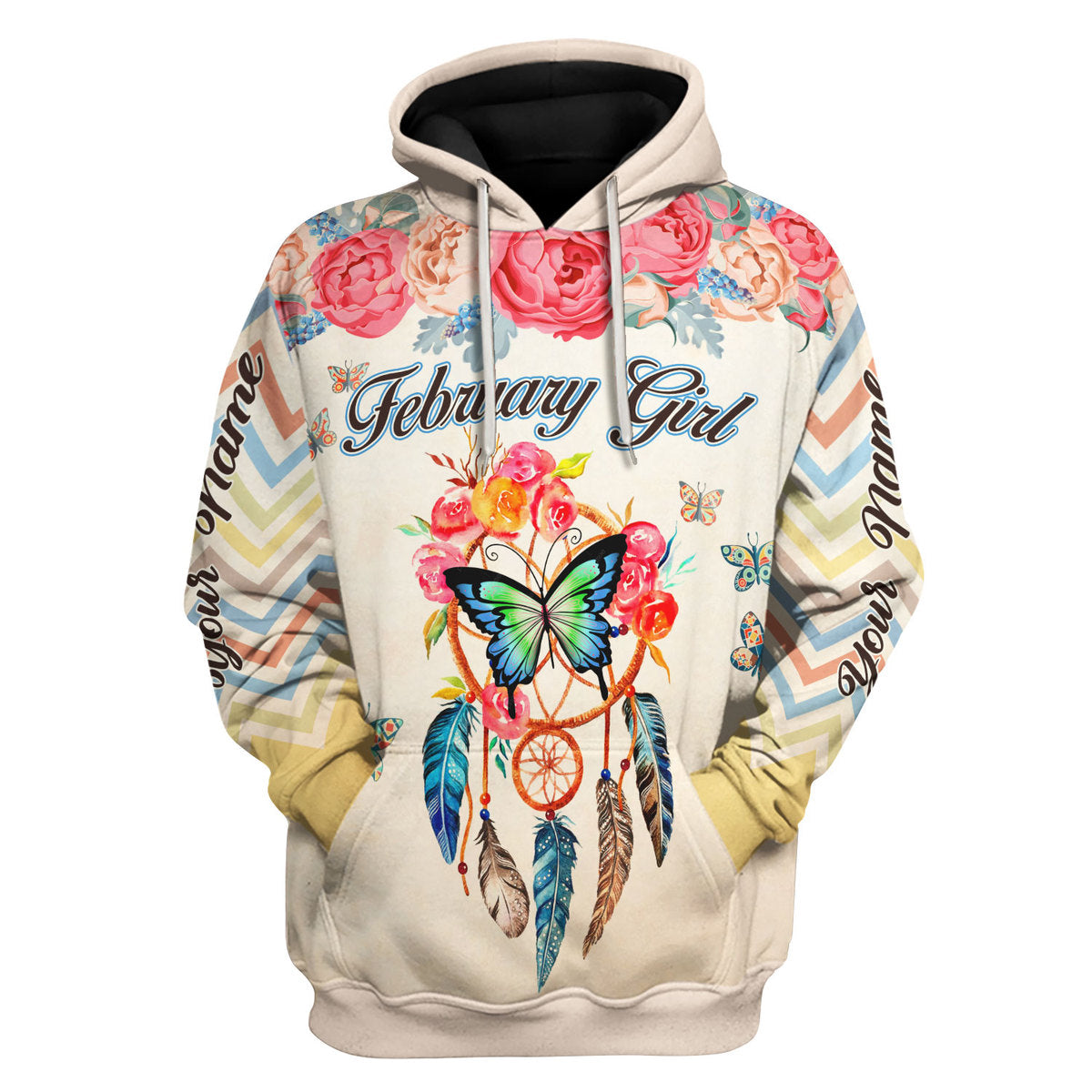 CustomsPig Personalized Hoodie February Girl All Over Printed