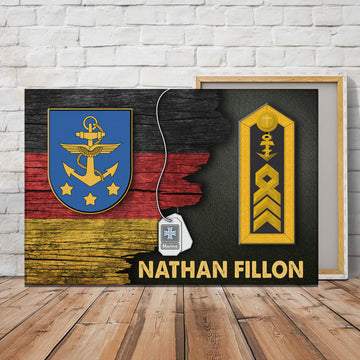 Personalize Name and Ranks- Navy Command Coat Of Arms Of The German Navy Headquarters Canvas