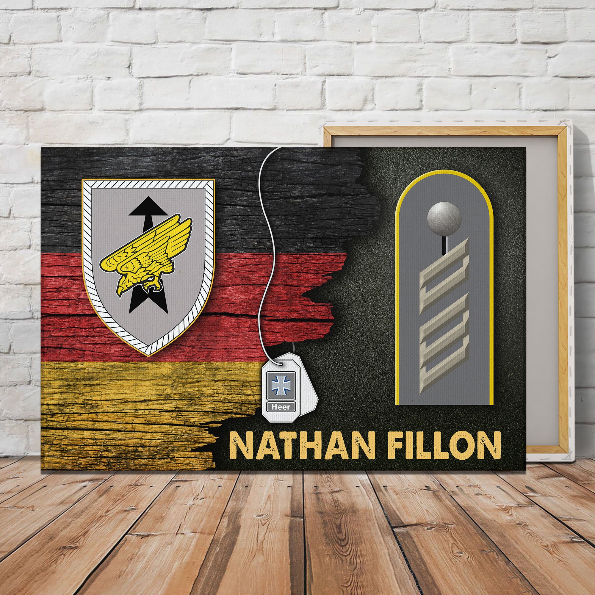 CustomsPig Rapid Forces Division - German Army Heer Half Flag With Military Ranks/Insignia Canvas