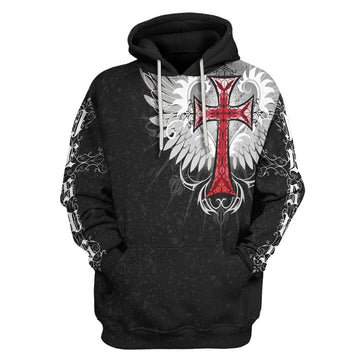 Customspig Tops Pullover Sweatshirt Sweatshirt Jesus Old English Red Cross 3D Apparel