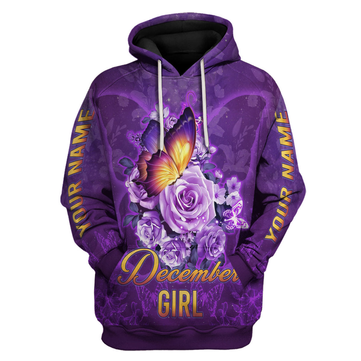 CustomsPig Personalized Hoodie December Girl All Over Printed