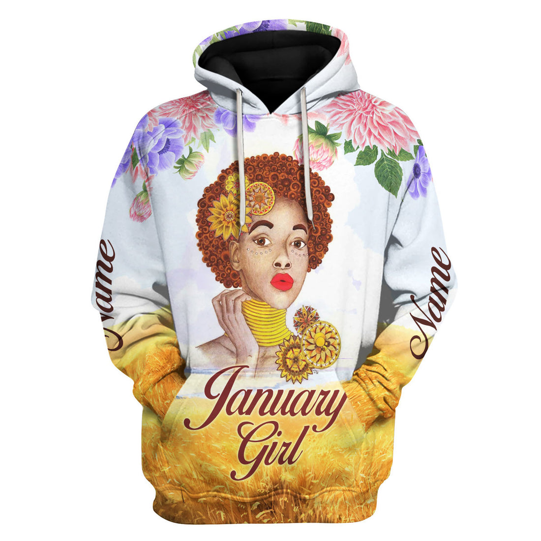CustomsPig Personalized Hoodie January Girl All Over Printed