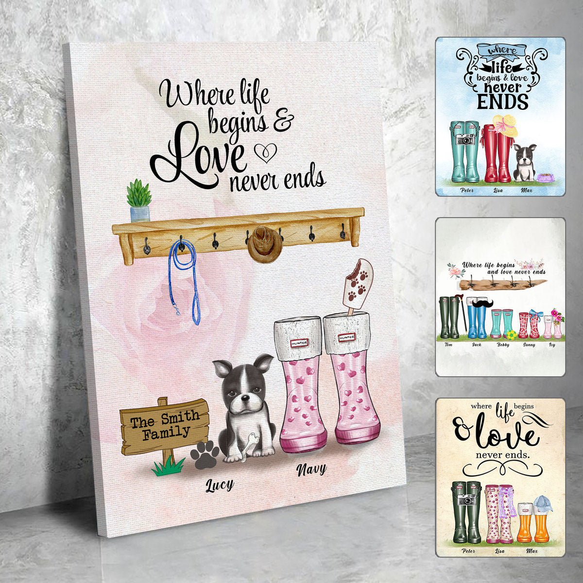 Personalized Canvas Wall Art Where Life Begins And Love Never Ends
