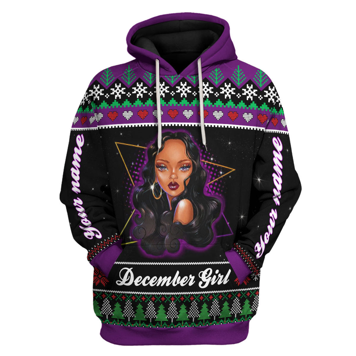 CustomsPig Personalized Hoodie December Girl All Over Printed