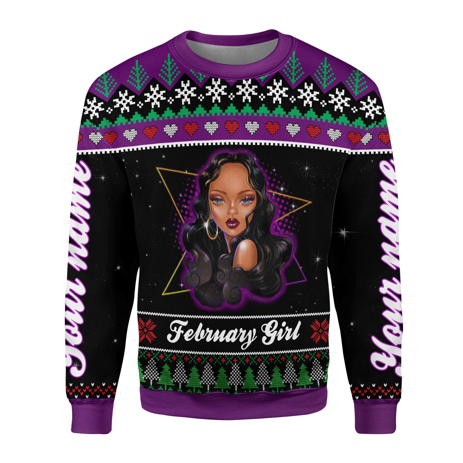 CustomsPig Personalized Ugly Sweater February Girl All Over Printed