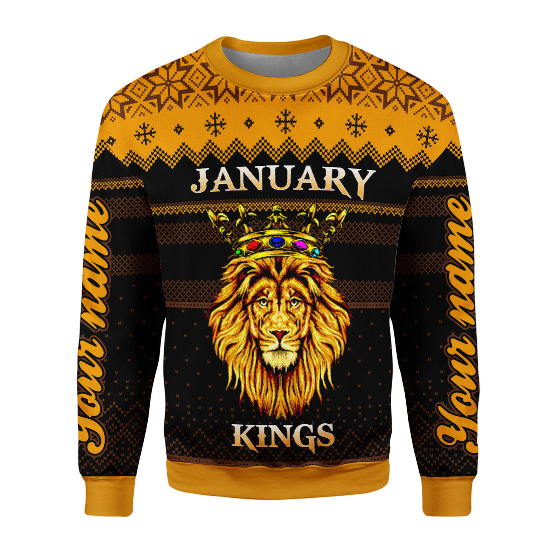 CustomsPig Personalized Ugly Sweater January Guy Kings Are Born In January All Over Printed