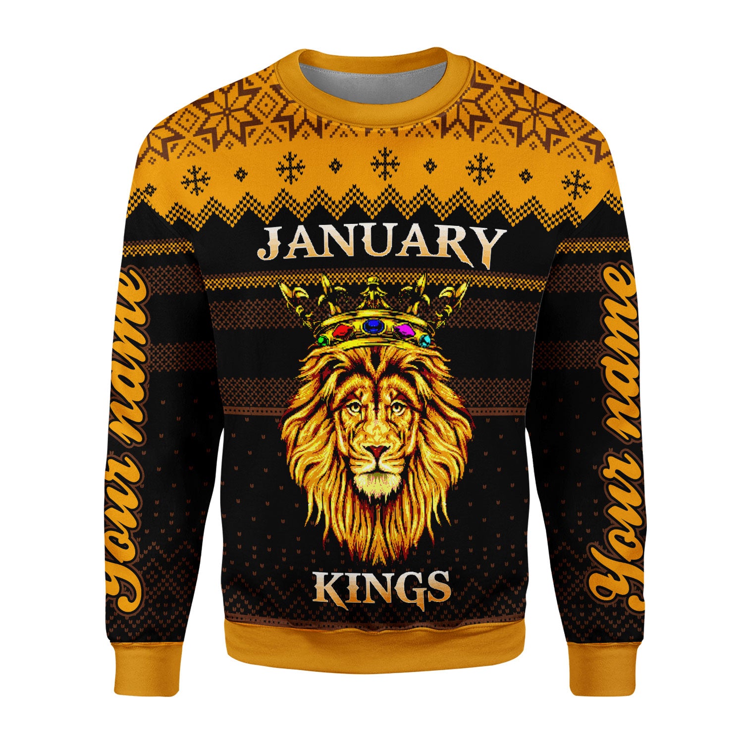 CustomsPig Personalized Ugly Sweater January Guy Kings Are Born In January All Over Printed