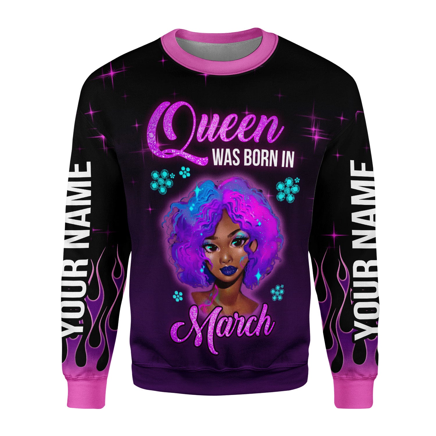 CustomsPig Personalized Ugly Sweater Queen Was Born In March All Over Printed