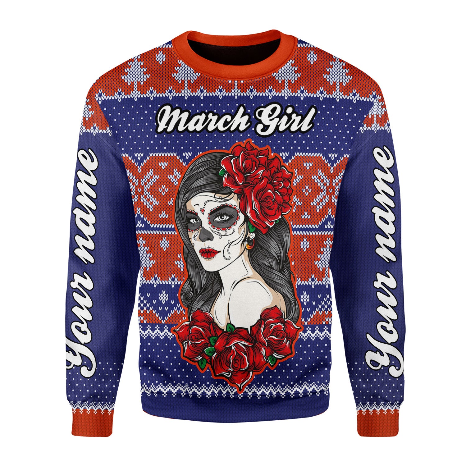 CustomsPig Personalized Ugly Sweater March Girl All Over Printed