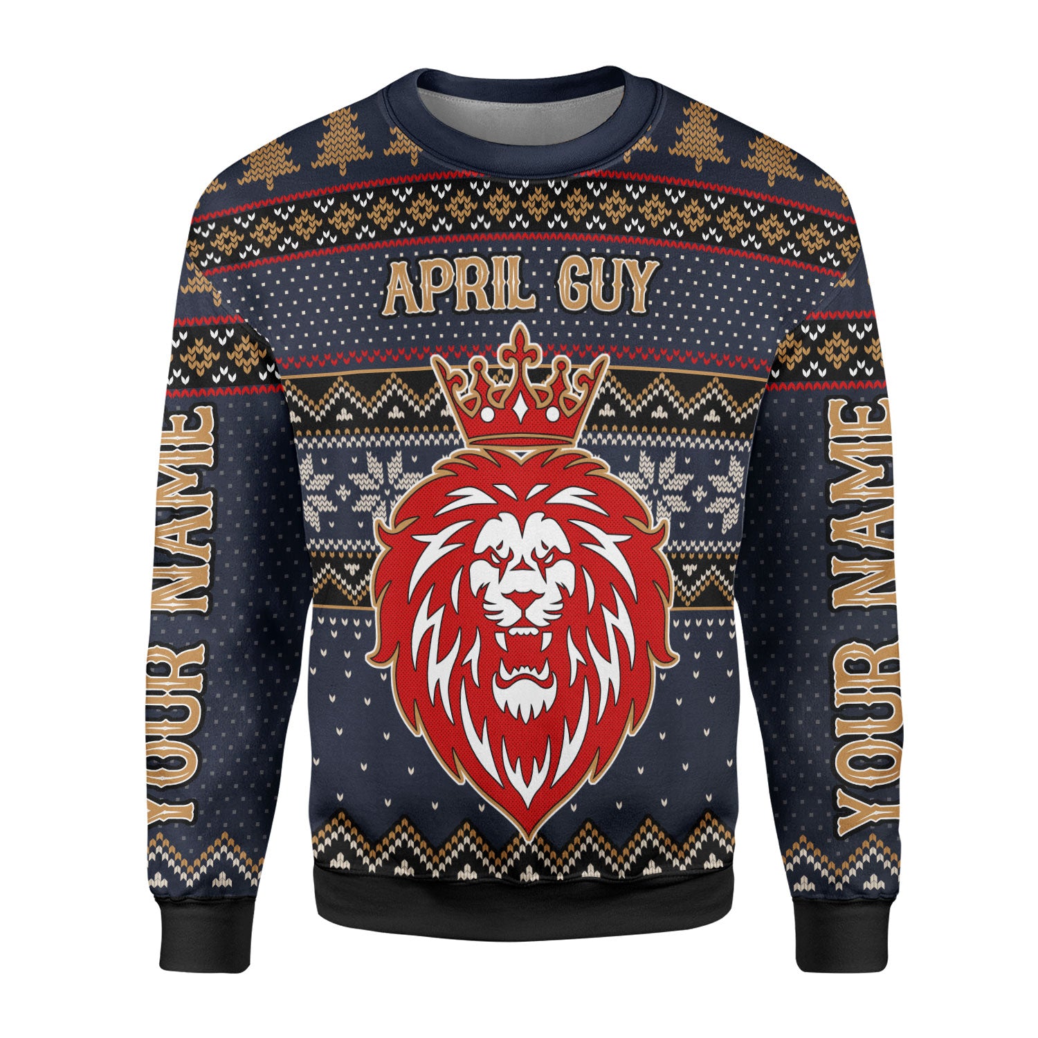 CustomsPig Personalized Ugly Sweater April Guy All Over Printed