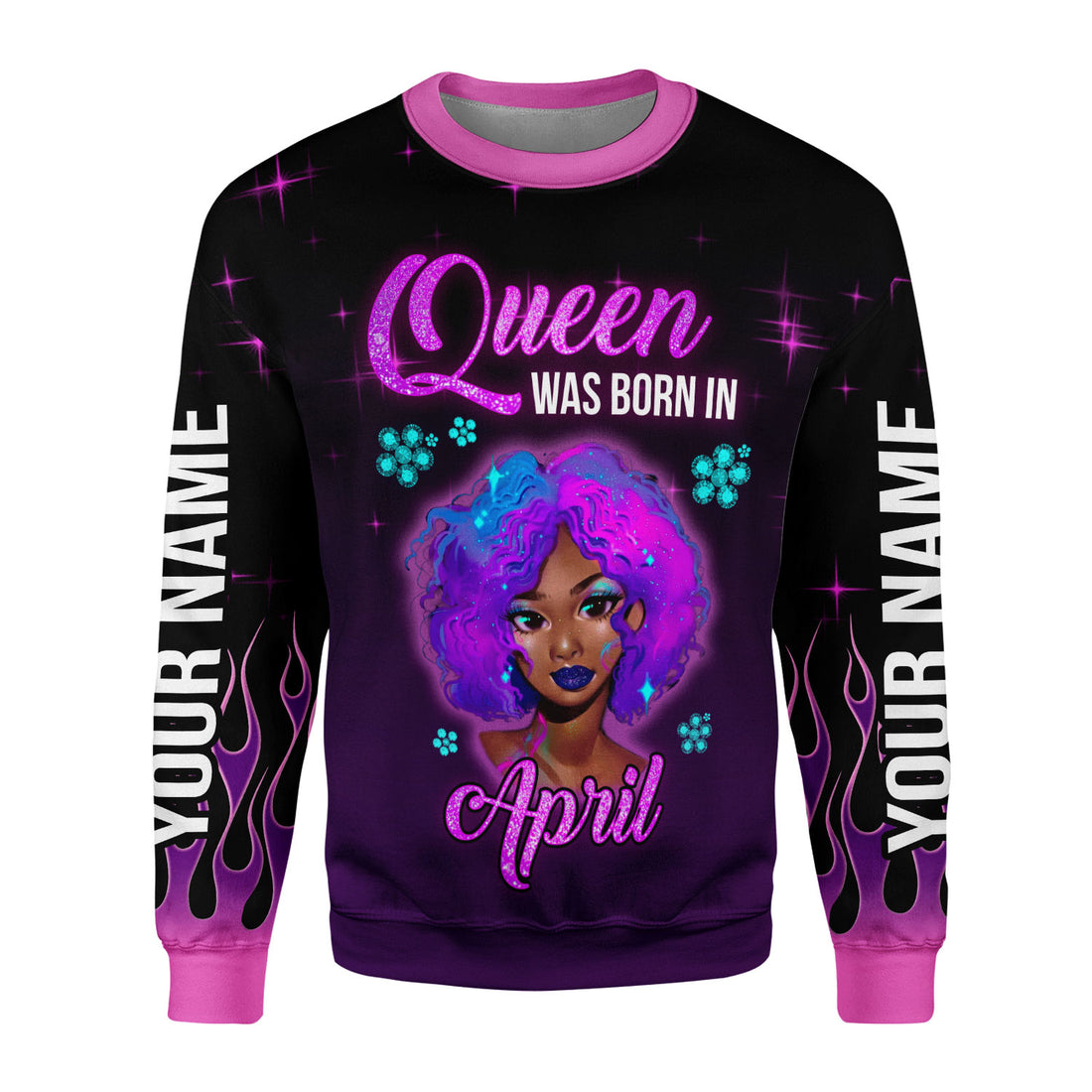 CustomsPig Personalized Ugly Sweater Queen Was Born In April All Over Printed