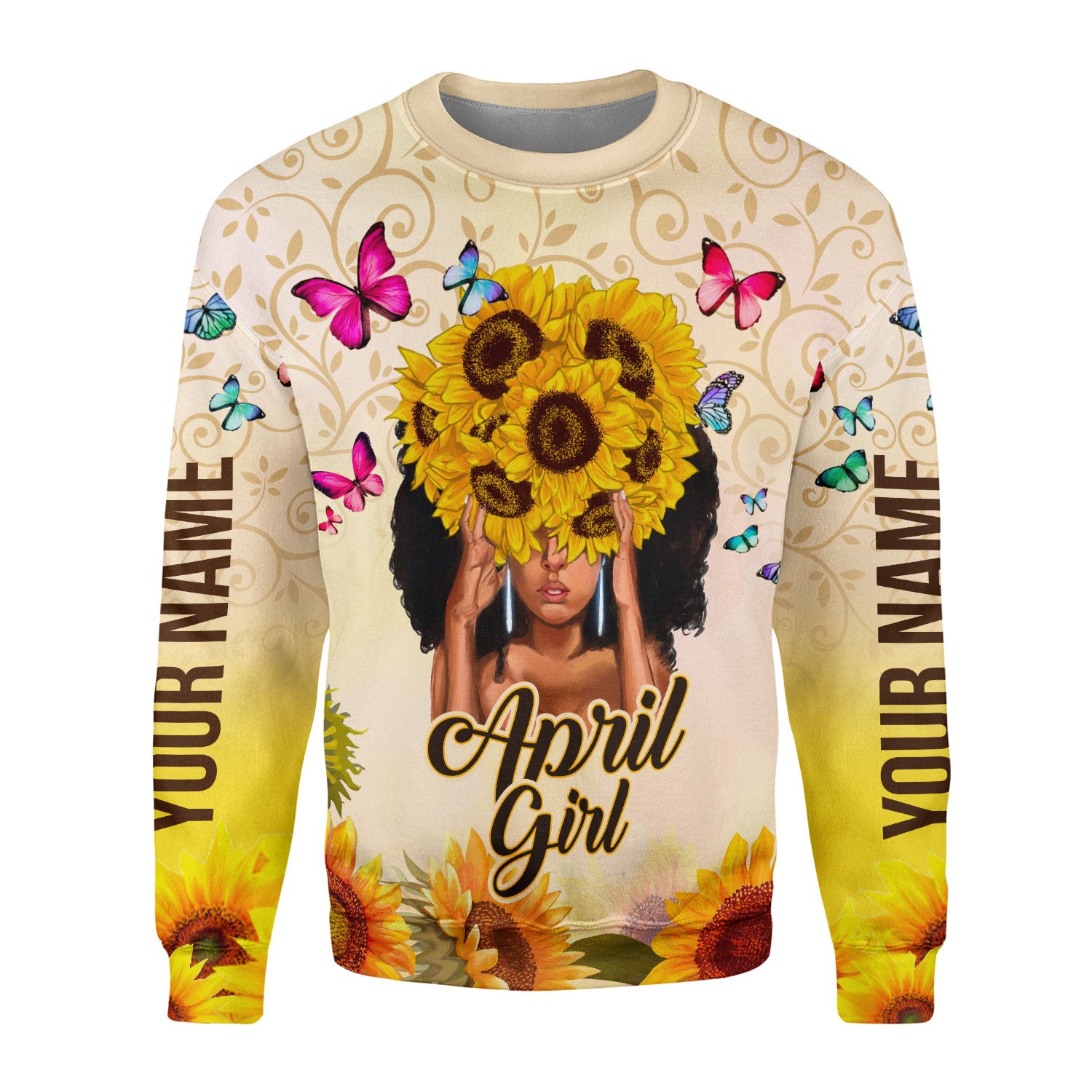 CustomsPig Personalized Ugly Sweater April Girl All Over Printed